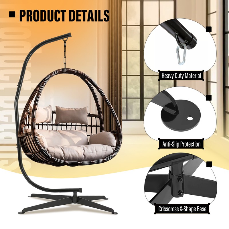 Black Steel Solid Frame Stand Hammock C Stand For Porch Swing Hammock Chair gallery
