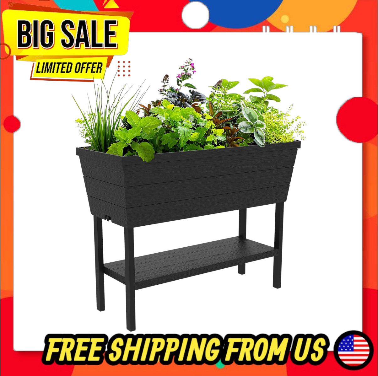 Keter Urban Bloomer Resin Raised Garden Bed, Graphite gallery
