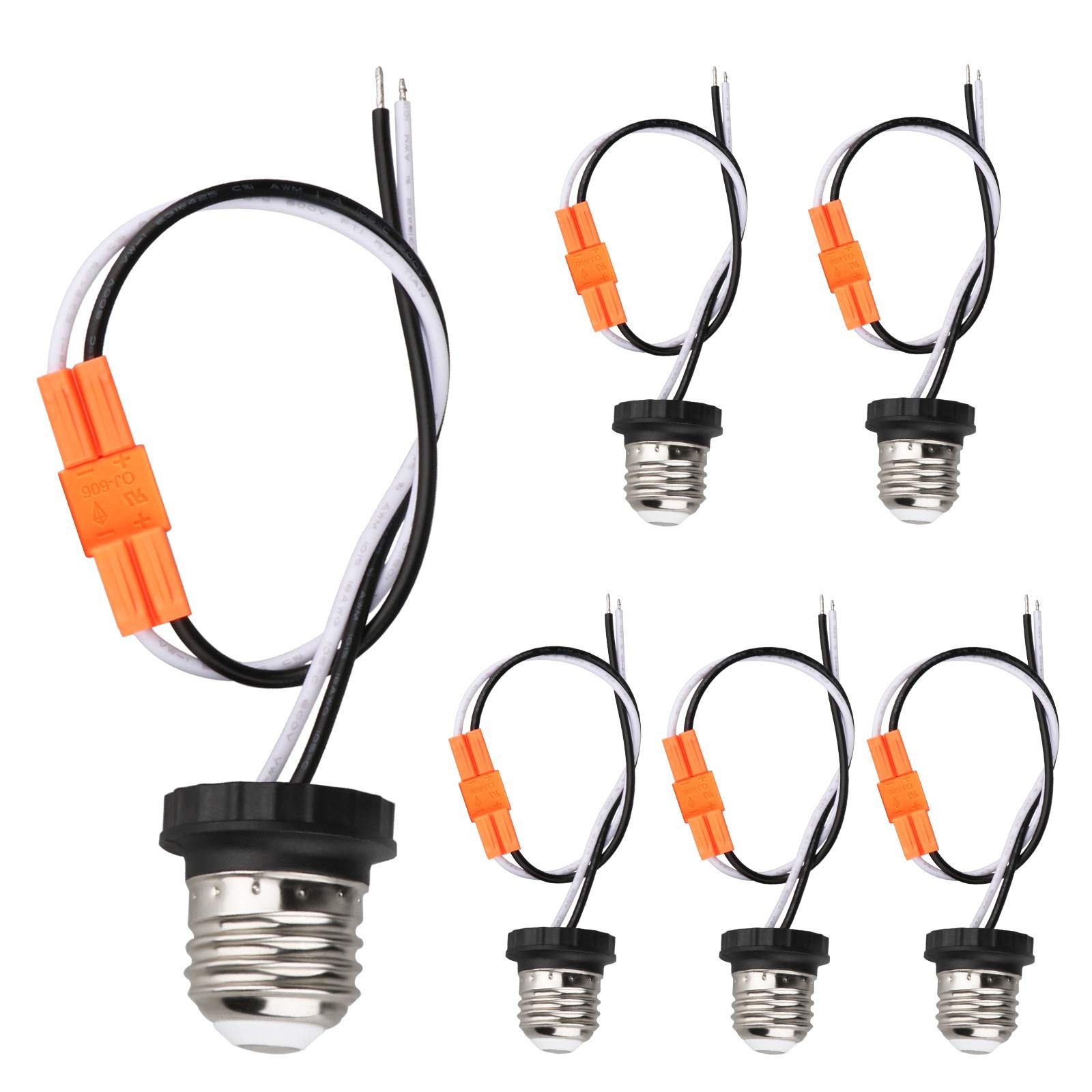 Helunsi E26 Socket Adapter, 6 Pack Light Bulb Socket Pigtail, Screw in Male L... gallery