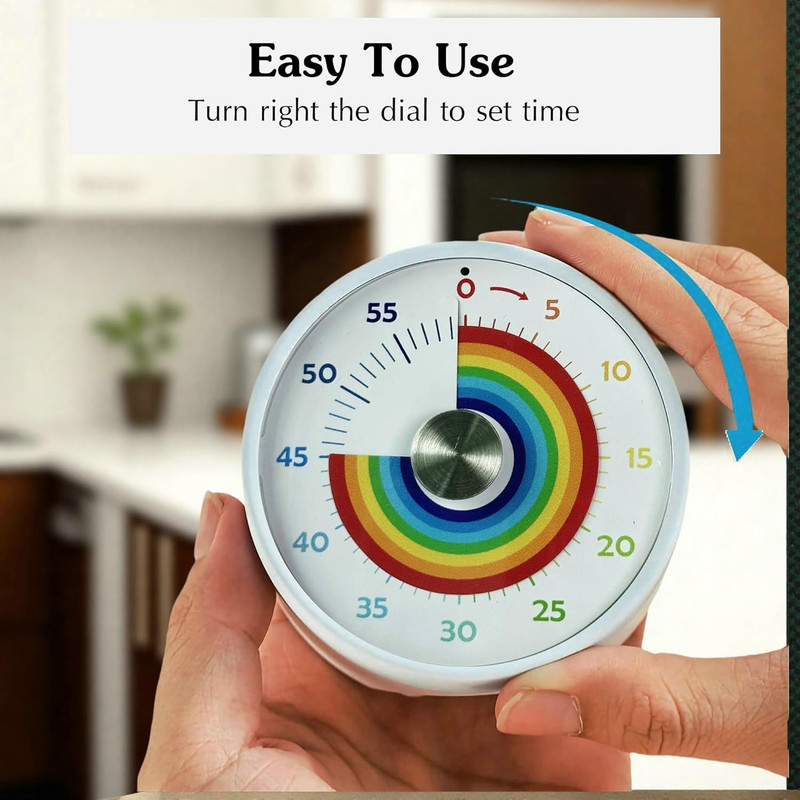 60 Minute Visual Kitchen Timer Rainbow Disk Magnetic Countdown Timer gallery