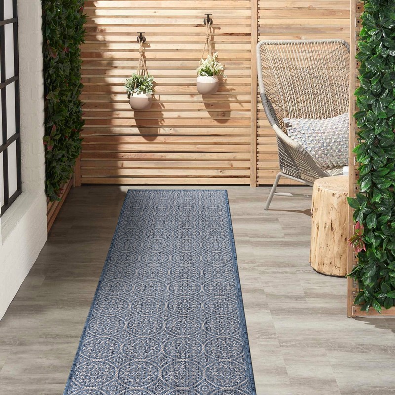 Rugshop Outdoor Rug Runner Transitional Floral Circles Indoor Outdoor Rugs 2x7 gallery