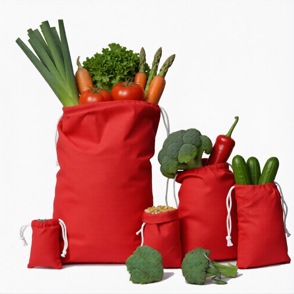 CharkaBags - 8 x 12 Inches Red Reusable Drawstring Muslin Bags - Premium Quality gallery