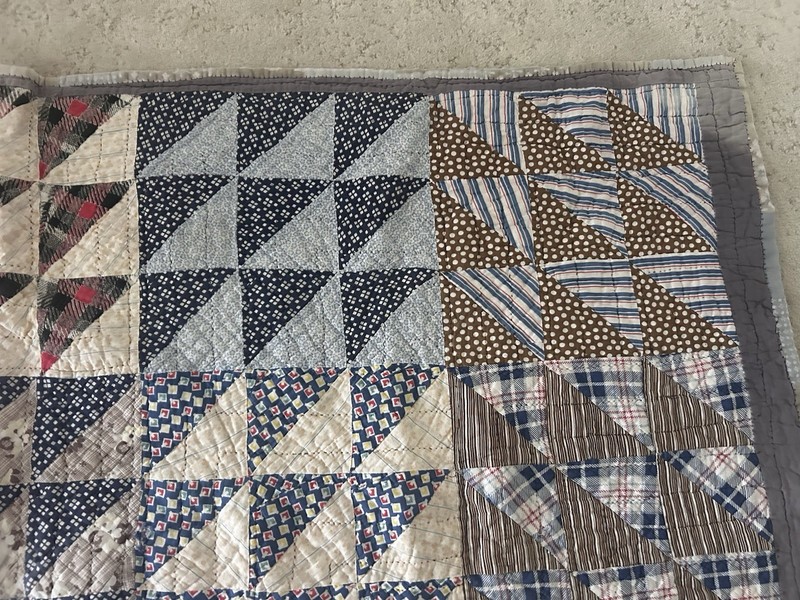 Quilt Patchwork Full VTG Old Utilitarian Folk Art Hand Quilted Homemade gallery