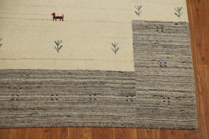 Bordered Stylish and Versatile Gabbeh Bedroom Rug Handmade Wool 5x6 ft gallery