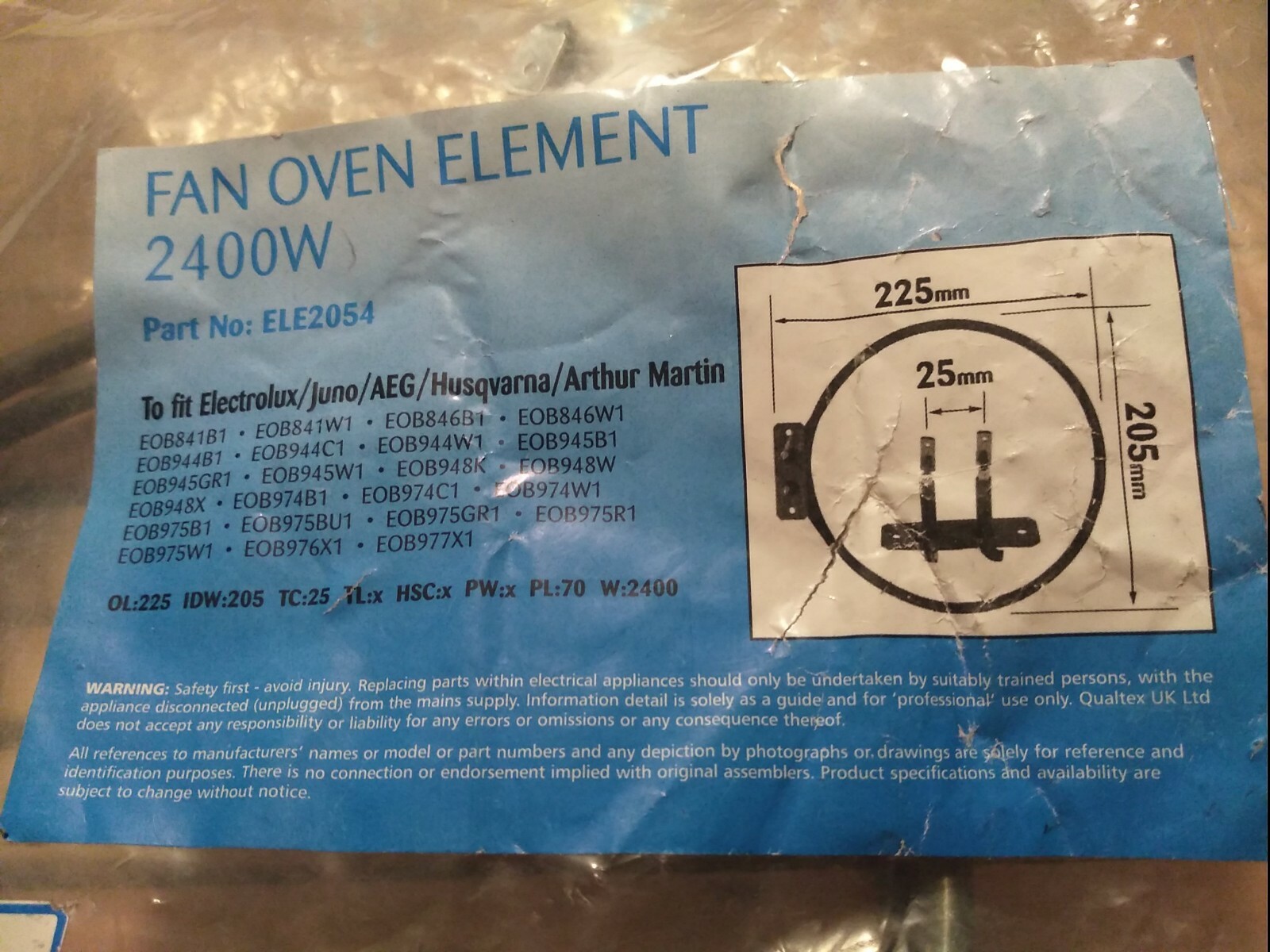 Qualtex Fan Oven Element 2400 W gallery