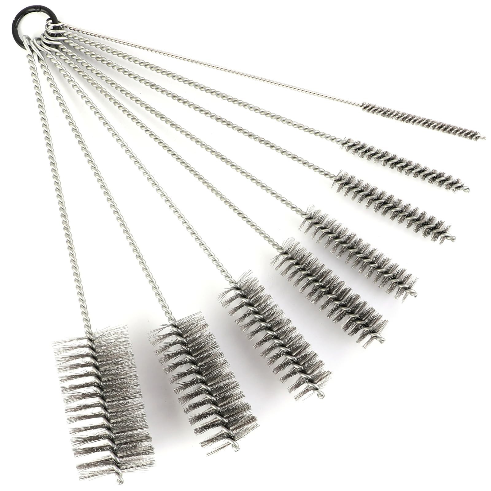 12" Pipe Cleaning Brush Set - Stainless Steel Bristles, 8 Sizes for Bottles, Tub gallery