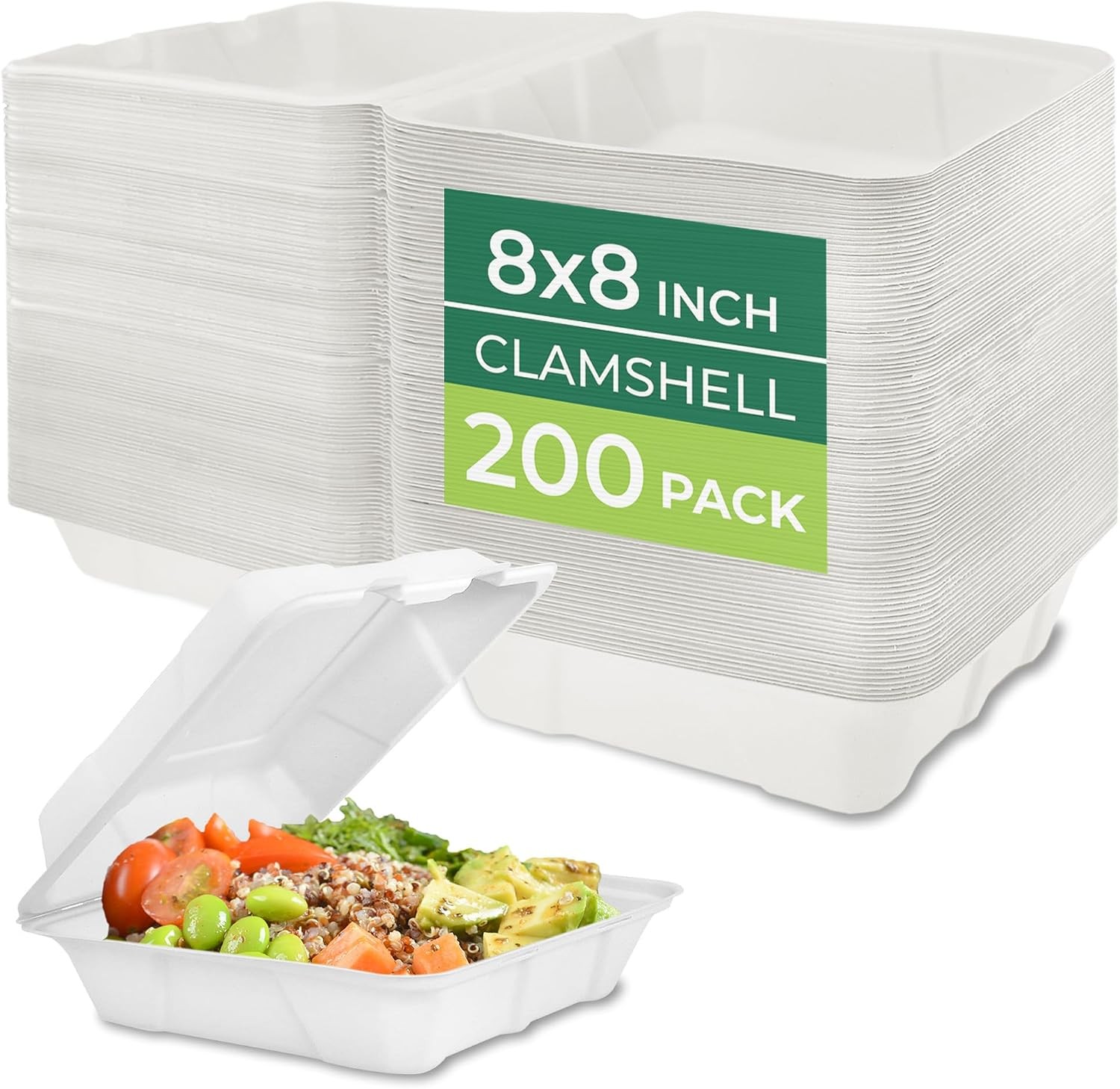 Freshware Clamshell Food Containers with Lids [8x8 200-Pack] Disposable To Go Co gallery