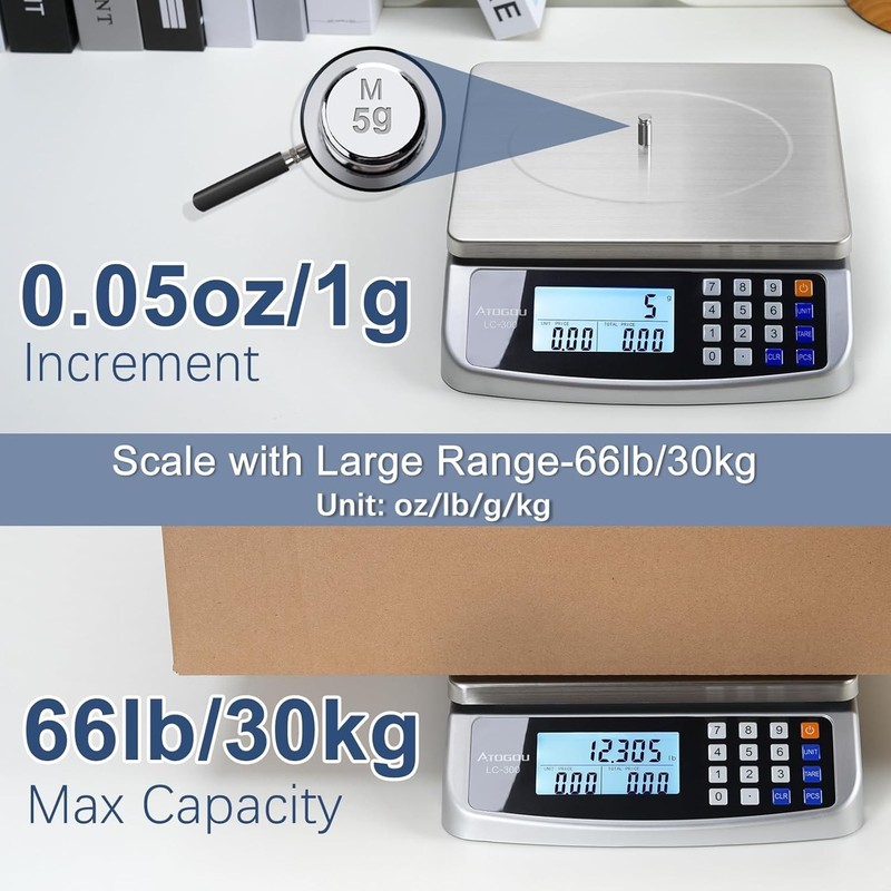 Bascula comercial para comida 110lb acero inoxidable 1g calculo precio LC300 gallery