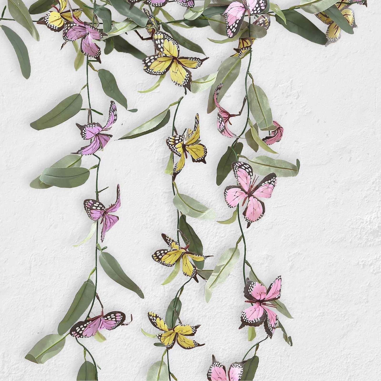 3 pcs Assorted Faux Butterfly Flowers Garlands Willow Greenery Leaves Party gallery