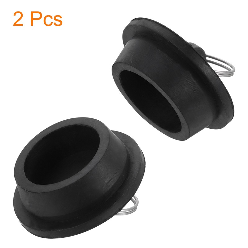 2pcs Rubber Drain Stopper with Hanging Ring Fits 1-3/8 Inch to 1-1/2 Inch Black gallery