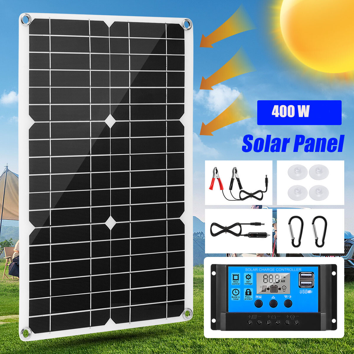 400W Watt Flexible Solar Panel 12V Mono Home RV Rooftop Camping Off-Grid Power gallery