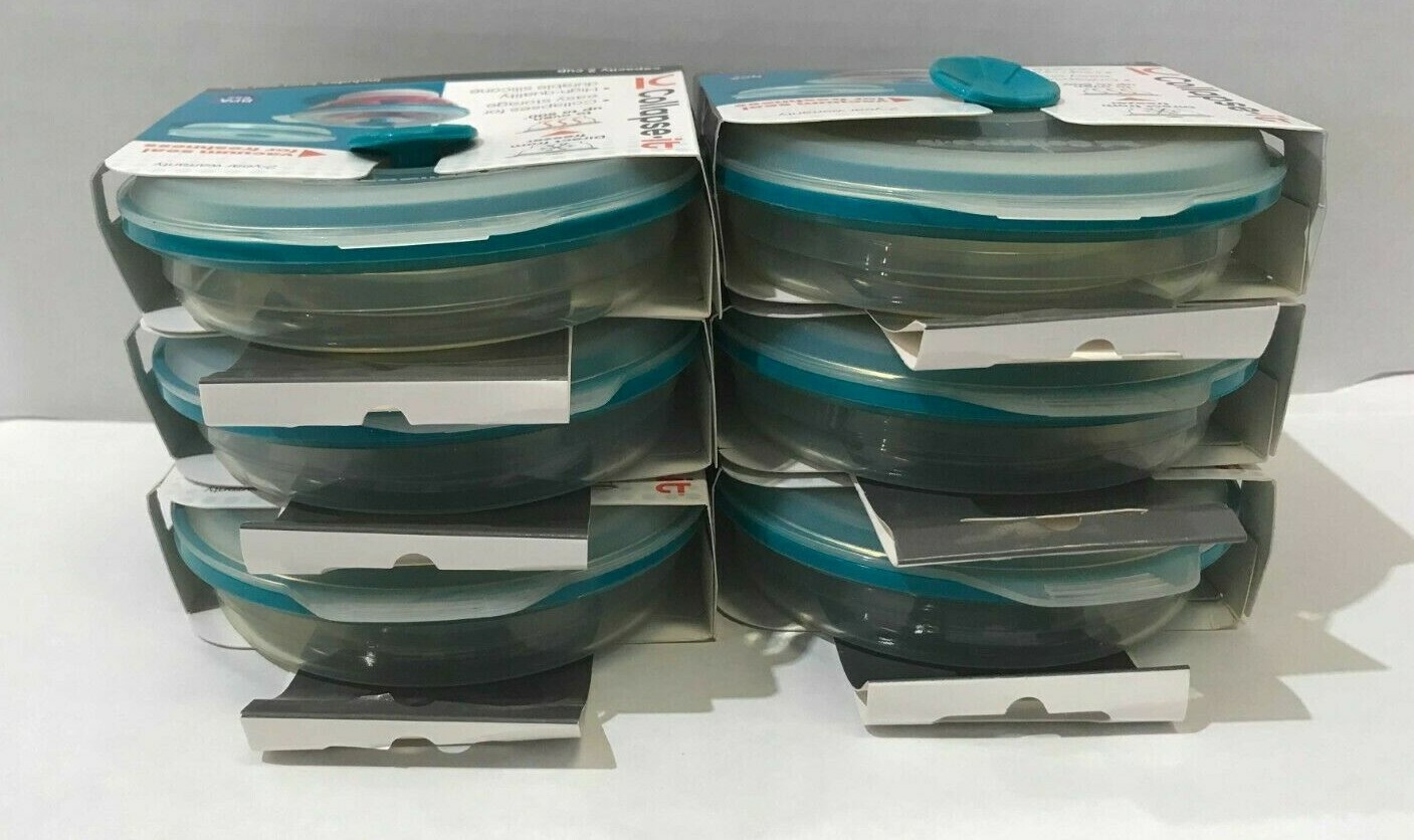 Collapse-it 6-Pc Silicone Food Storage Containers 1.5-Cup Blue Round Set Kitchen gallery