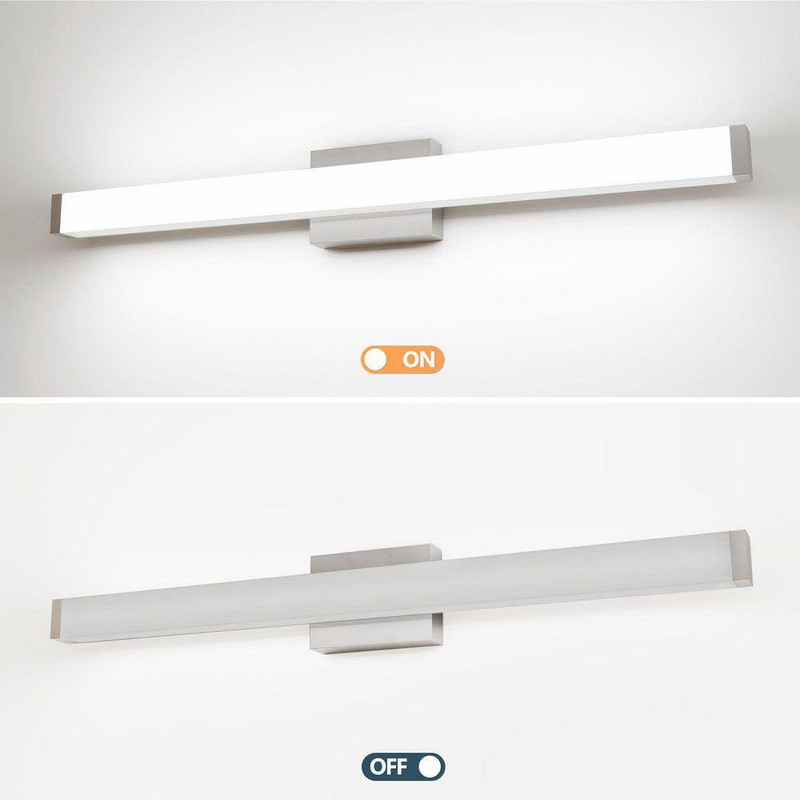 32. 7In. 1-Light Chrome LED Bathroom Vanity Light Strip with Dimmable 6000K Ligh gallery
