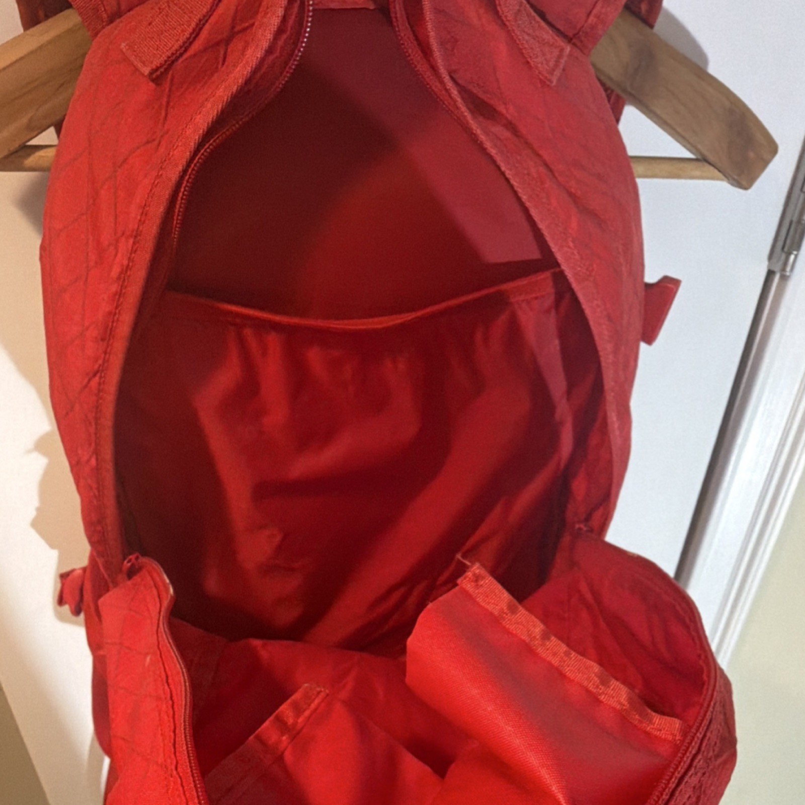 Supreme Red Backpack Nylon Zipper Lightweight Padded Adjustable Straps 3