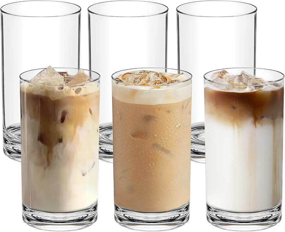 Shatterproof Plastic Drinking Glasses Set of 6, 17 Oz Clear Unbreakable Tumblers