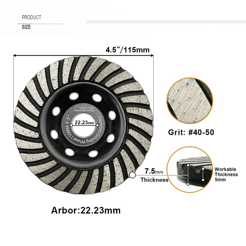 4.5'' Diamond Grinding Cup Wheel for Granite Marble Concrete 115mm Sanding Disc gallery