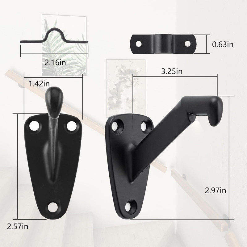 Handrail Stair Brackets, 6 Pack Heavy Duty Hand Rail Bracket for Stairways Handr gallery