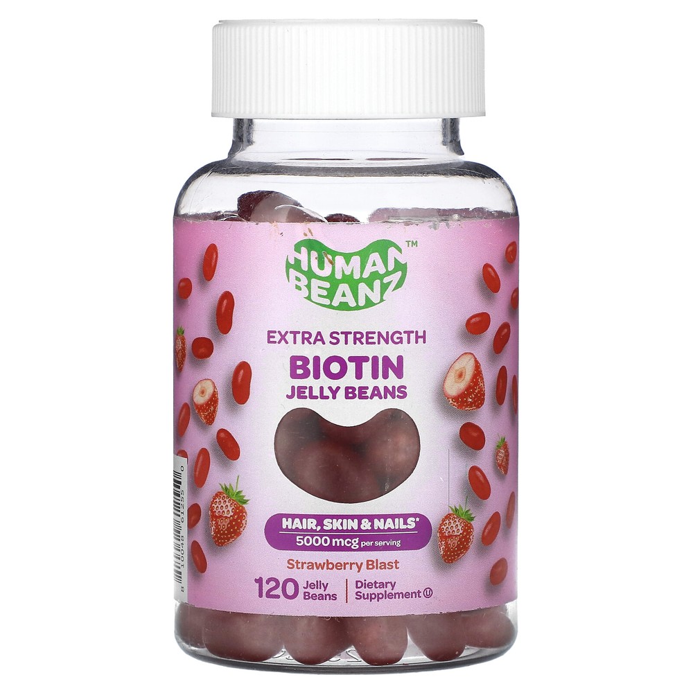 Biotin Jelly Beans, Extra Strength, Strawberry Blast, 120 Jelly Beans (2,500 mcg