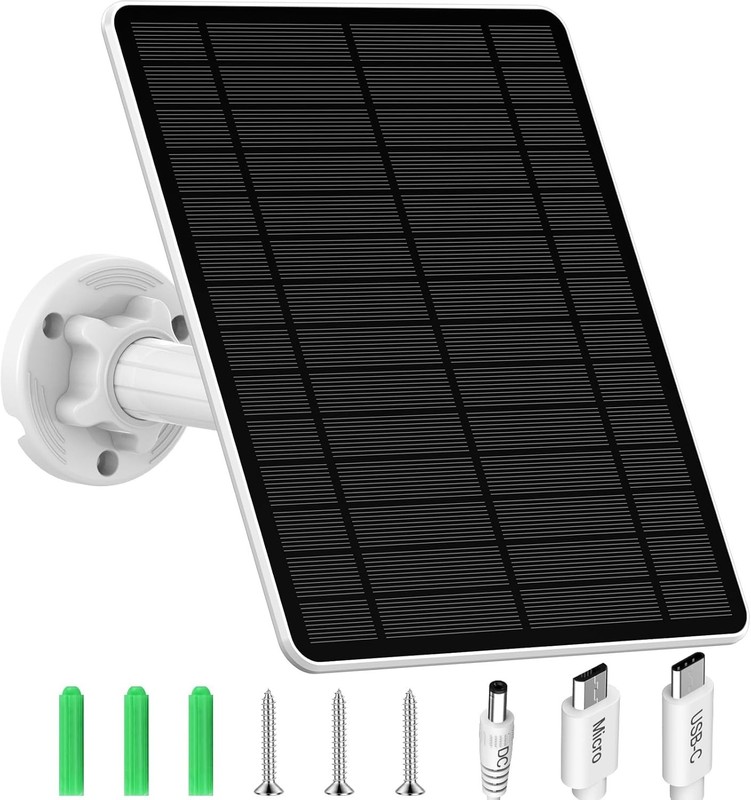 Solar Panel Charger for Security Camera, Type-C Plug, 9.8Ft Long Cable, Water gallery