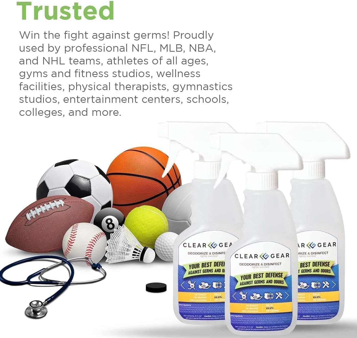 Clear Gear - 32oz Disinfectant Cleaner, and Deodorizer For Sports Equipment gallery