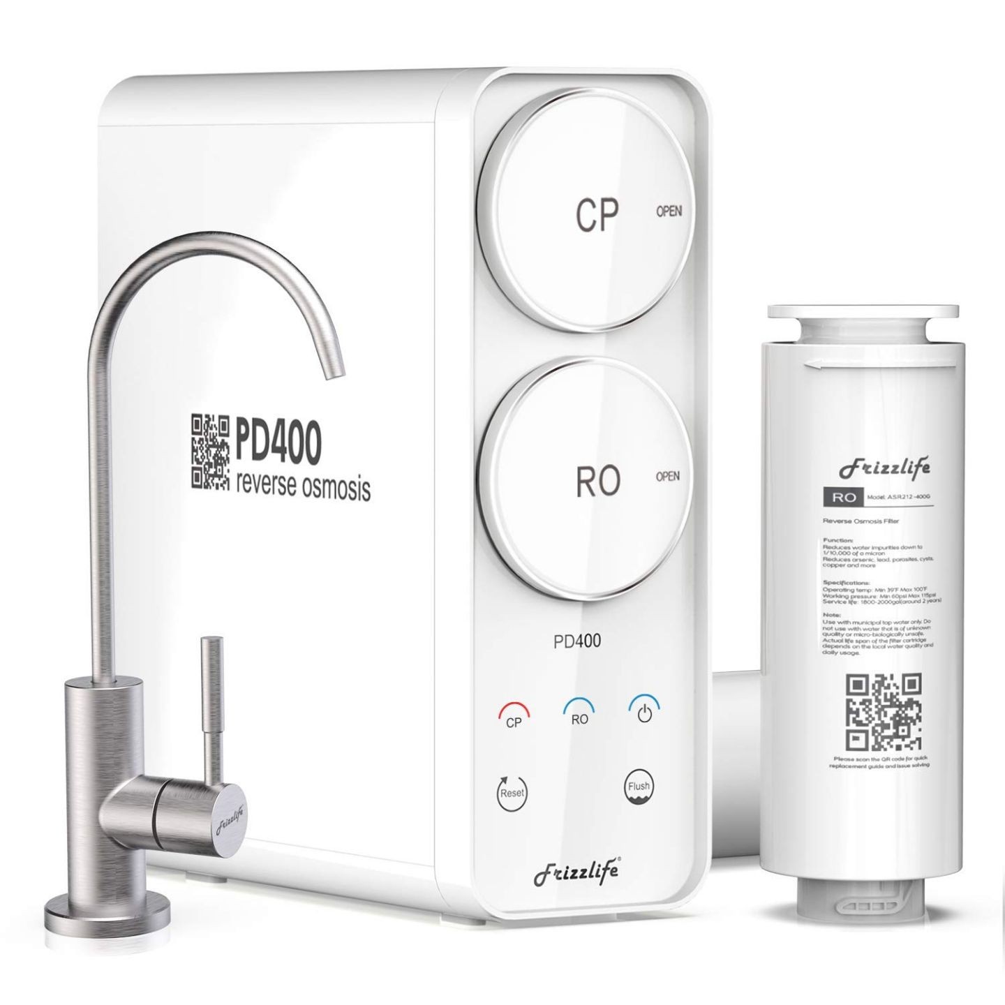 Frizzlife PD400 Reverse Osmosis Under Sink Water Filter 400 gal Stainless Steel gallery