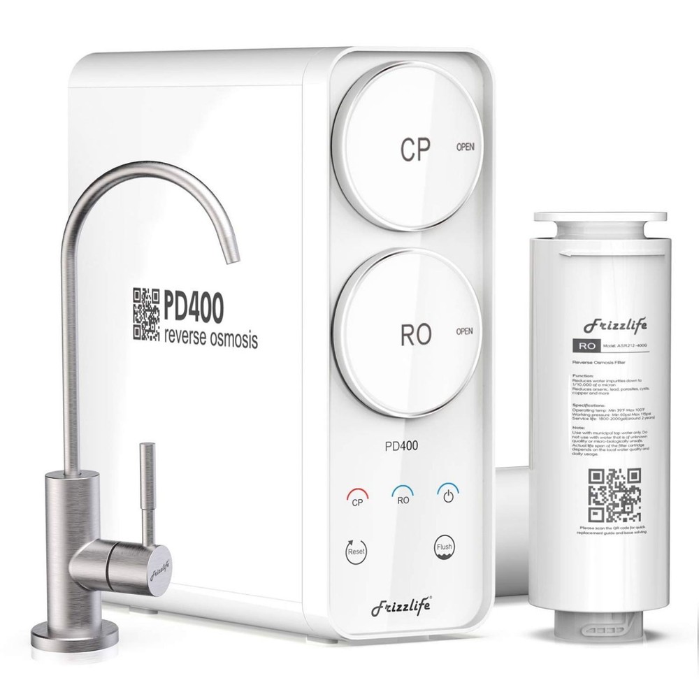 Frizzlife PD400 Reverse Osmosis Under Sink Water Filter 400 gal Stainless Steel