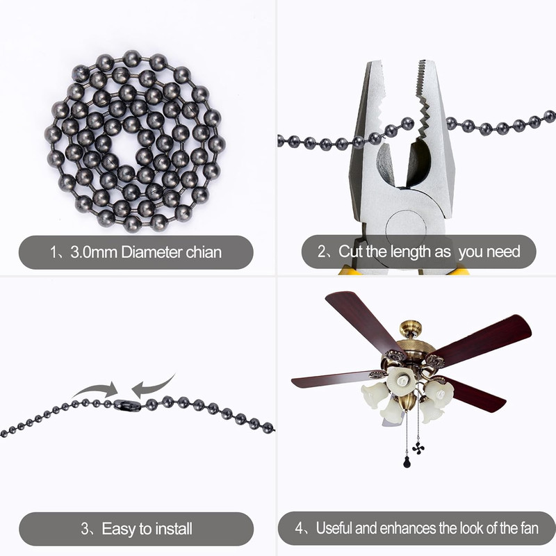 Ceiling Fan Pull Chain Set 12 In Light and Fan Pendant Extenders for Home Decor gallery