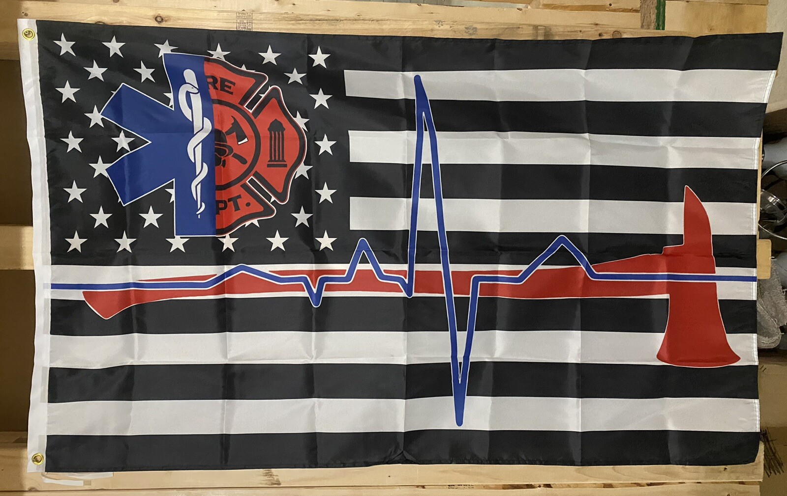 Fire EMS Flag FREE SHIP Paramedic First Responder Volunteer Hero USA Sign 3x5’ gallery