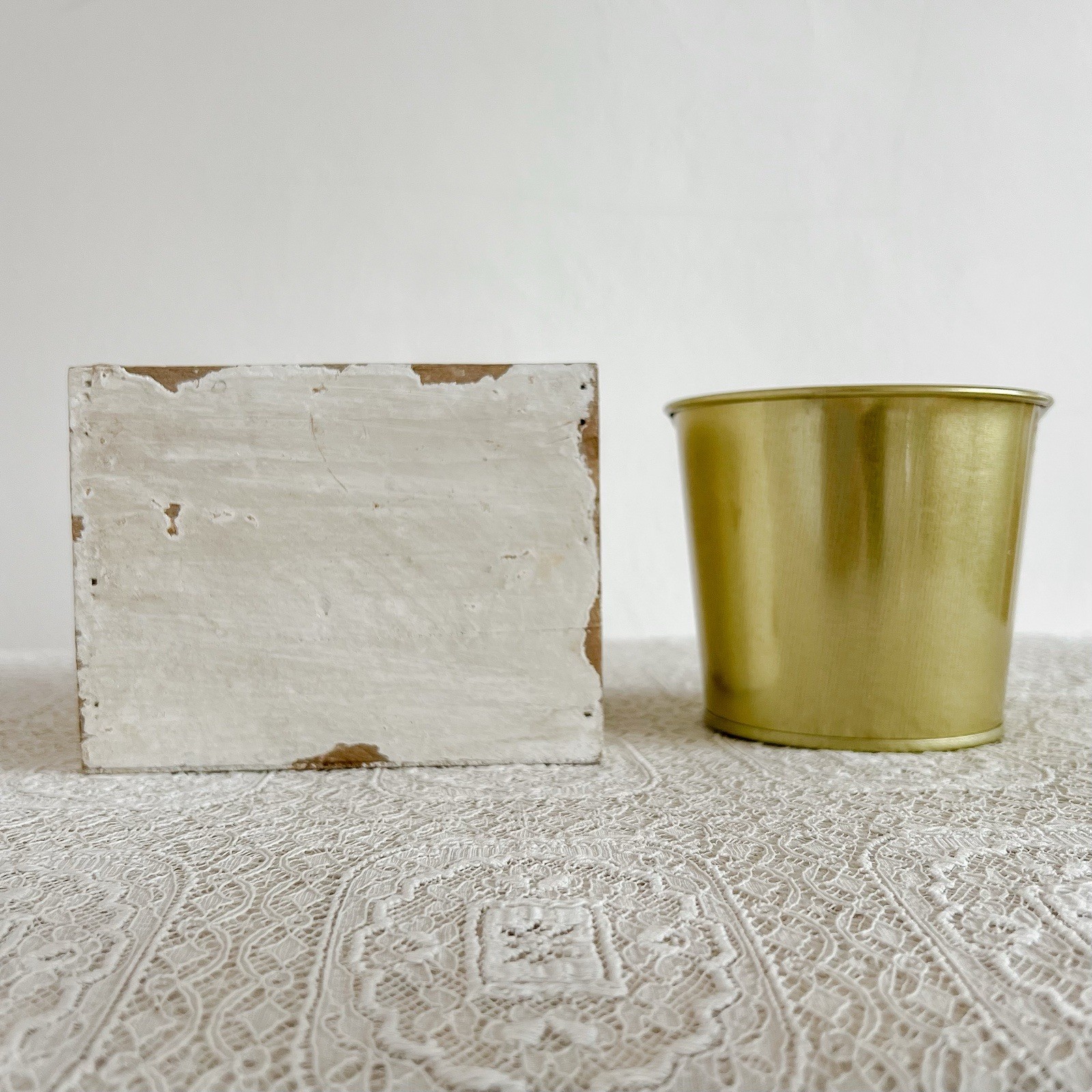 Chippy Paint Flower Box Vase White Cottagecore Decor gallery