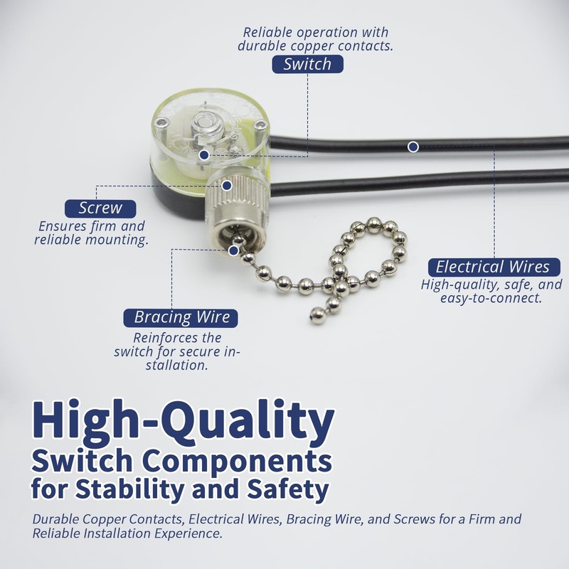Ceiling Fan Light Pull Chain Switch Replacement On/Off Control for Hunter gallery