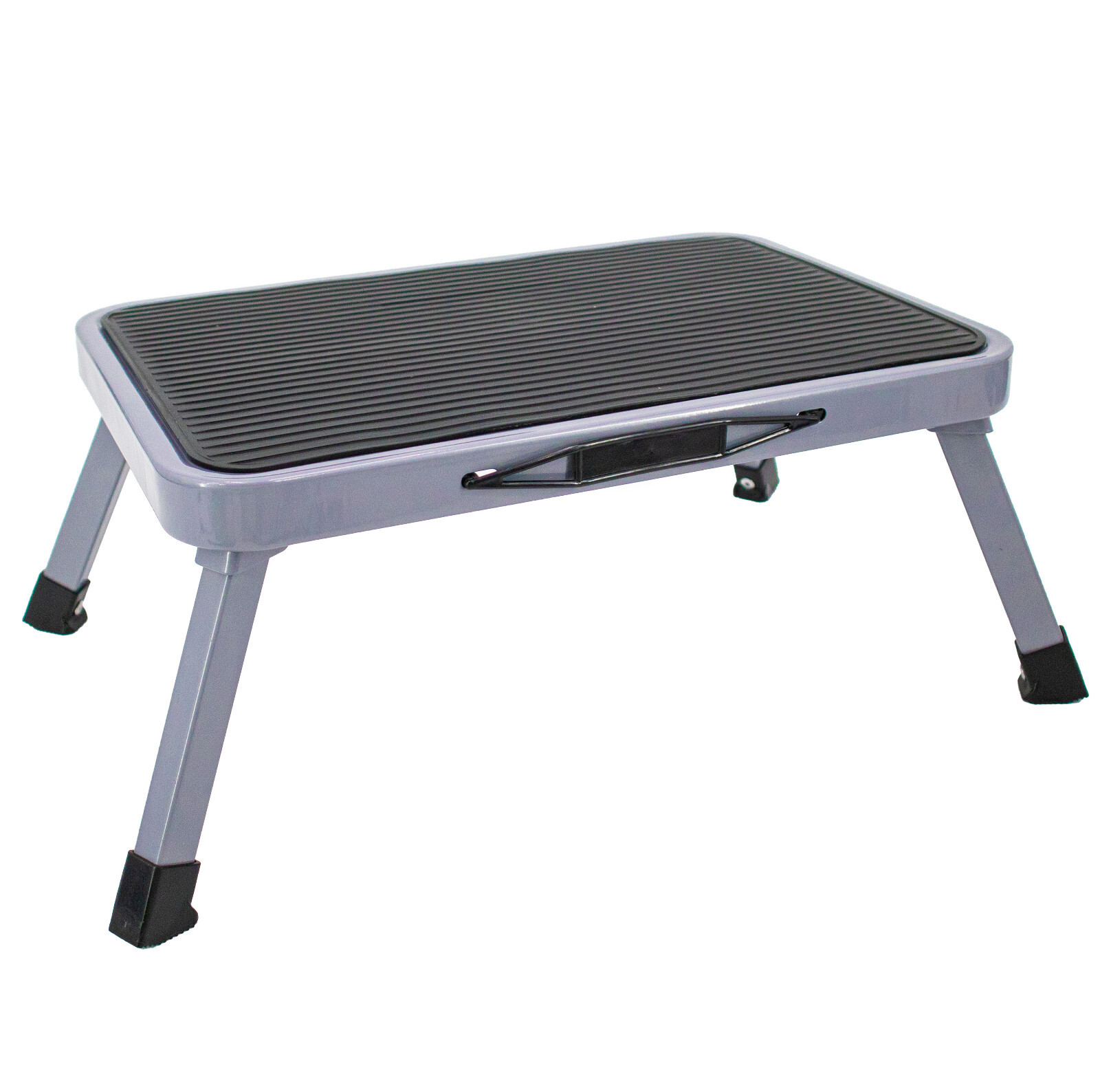 Step Stool Portable Folding Metal Foot Stool Compact One Step Ladder for Kitchen gallery