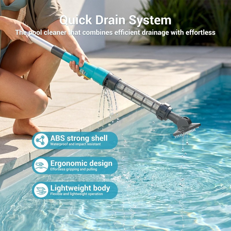 Rechargeable Cordless Pool Vacuum Handheld Underwater Cleaner with Pole Green gallery