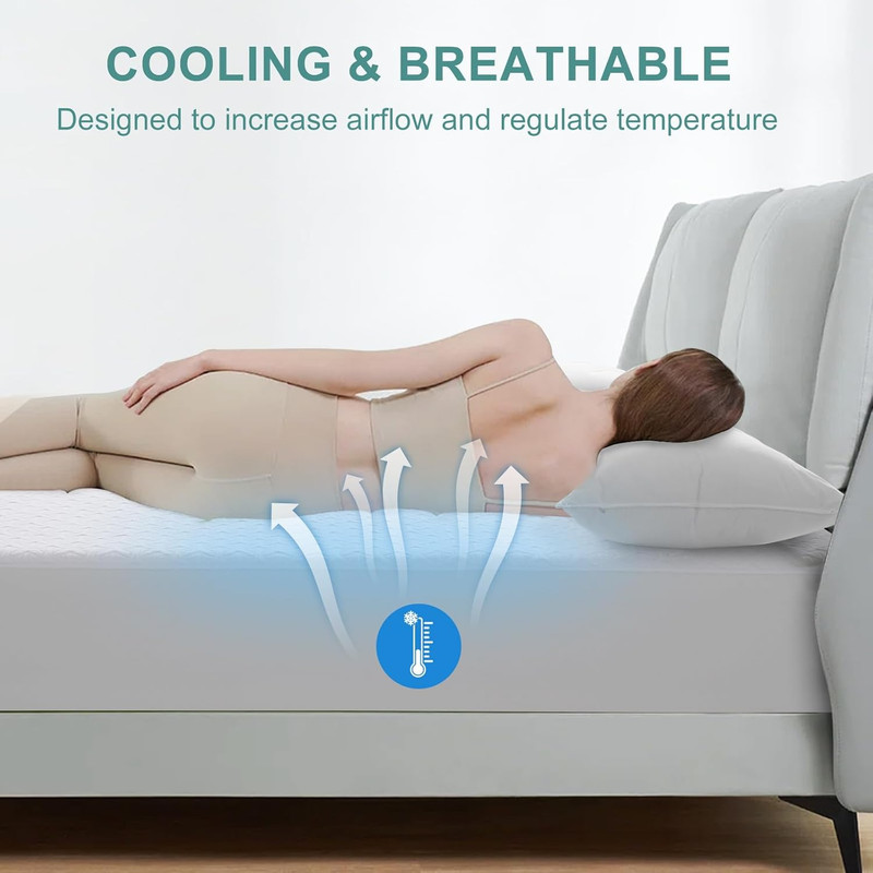 Protector de Twin Size Mattress Waterproof Cooling para Dorm 39x75 Fits 8-21 In gallery