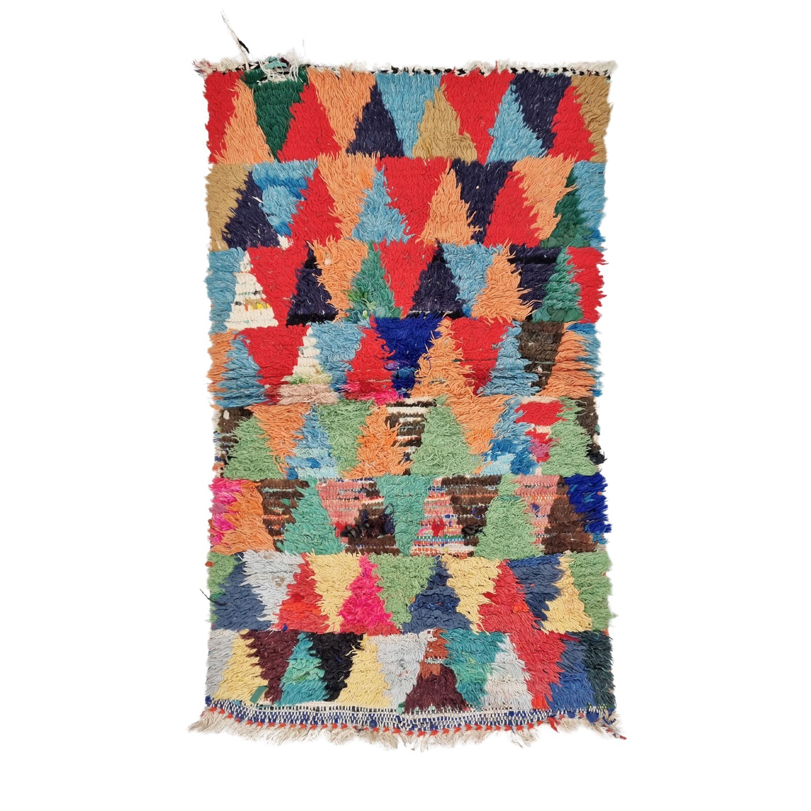 Moroccan Handmade Vintage Berber Rug2'2x3'9Geometric Multicolor Wool &Cotton Rug gallery