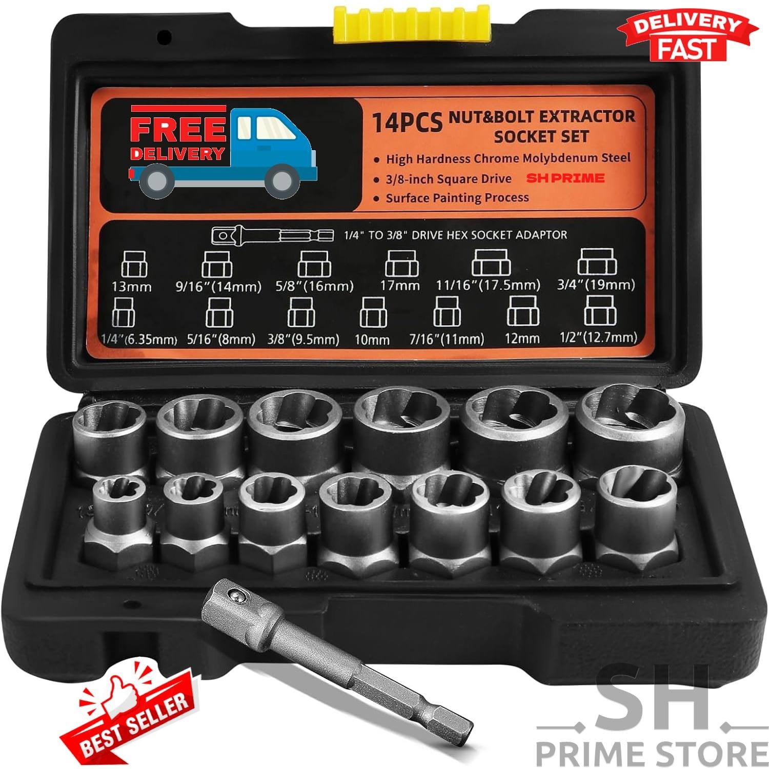 Bolt Extractor Set 14-Piece Stripped Bolt Extractor Socket Set with Storage Case gallery