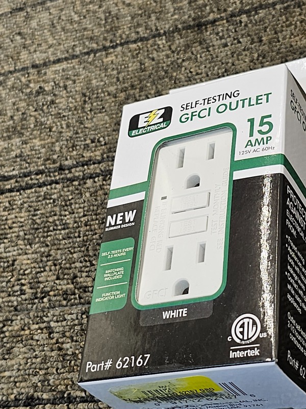 (QTY 5) EZ Electrical 62167 Self Testing GFCI Outlet 15 AMP White 125V AC 60Hz gallery