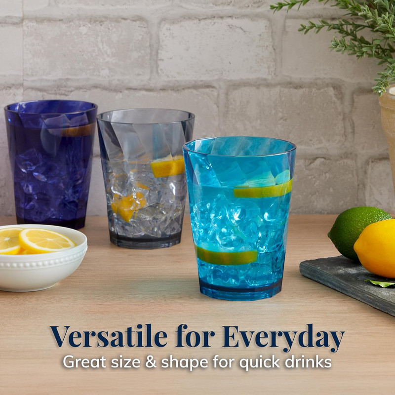 Optix Plastic Reusable Drinking Glasses (Set of 8) 14Oz Rocks Cups in Coastal Co gallery