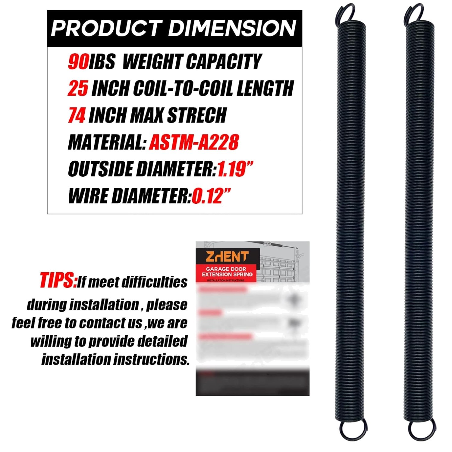 90lb Garage Door Extension Springs Pair gallery