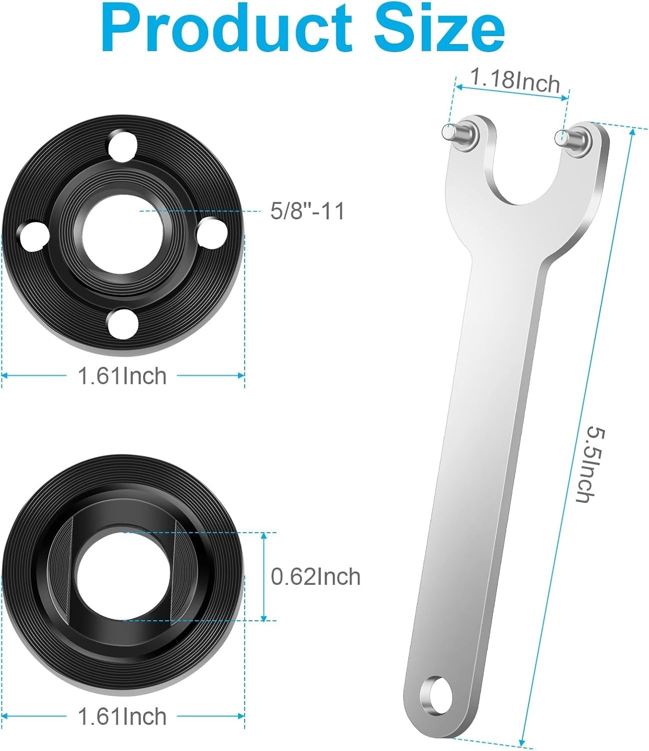 Grinder Flange Lock Nut Wrench Fit Milwaukee Dewalt Makita 4-1/2"5" 5/8-11 Parts gallery