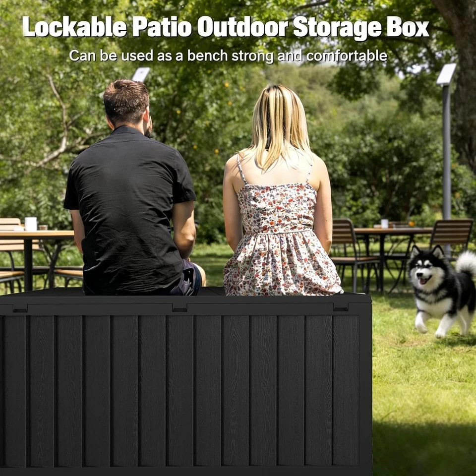 75 Gallon Outdoor Storage Box Waterproof,350Lbs Lockable Patio Storage Box for P gallery