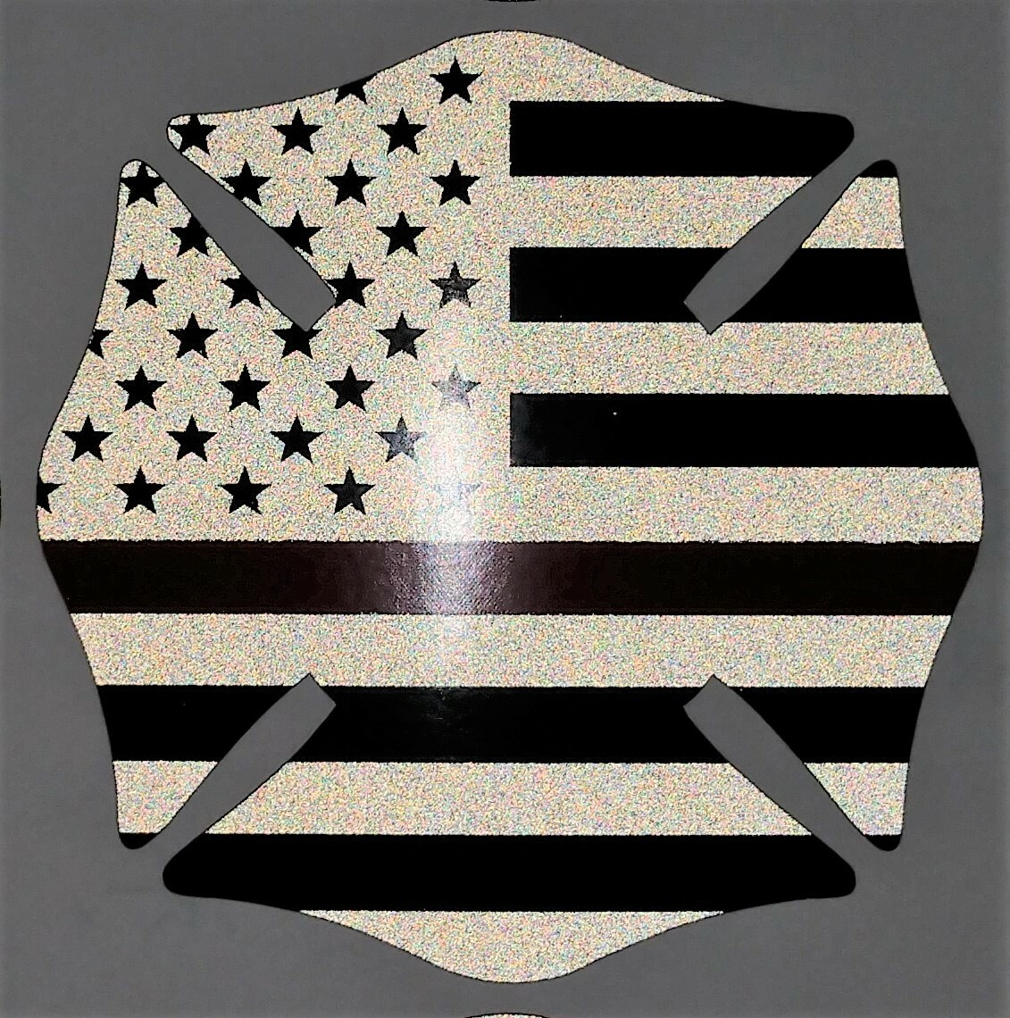 Black Subdued Reflective Thin Red Line Maltese Cross Fire Decal multiple size gallery