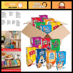 Bulk Cold Breakfast Cereal Variety Pack – 48 Kid-Friendly Snack Boxes, Pantry St