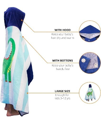 Kids Hooded Bath Towels | Soft Thick Absorbent Cotton (30X50 inches) Beach Pool gallery