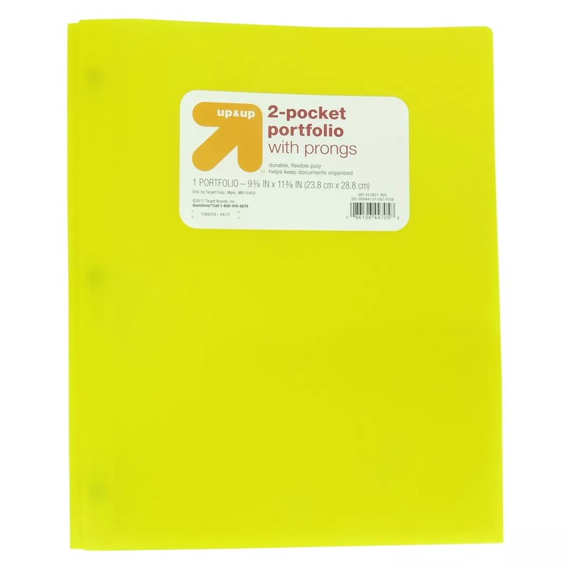 2 Pocket Plastic Folder with Prongs up&up $$$BUY MORE&SAVE$$$ 10 or 5 each order gallery