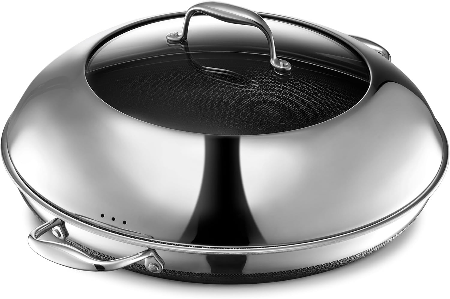 HexClad Hybrid Nonstick 14-Inch Frying Pan with Tempered Glass Lid - $219 MSRP gallery