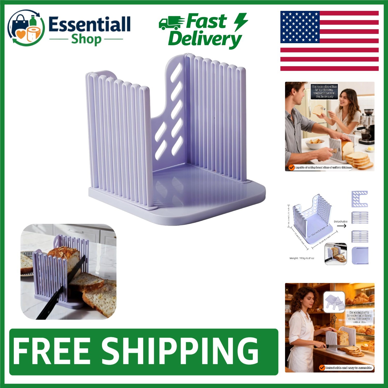 Perfect Homemade Bread Slicer - Adjustable Thickness Tool for Kitchen & Gifting gallery
