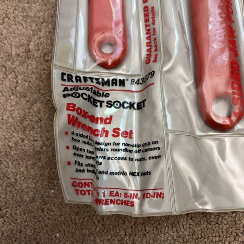 Craftsman Adjustable Pocket Socket Box End Wrench 943379 Set - 8 and 10 inch gallery