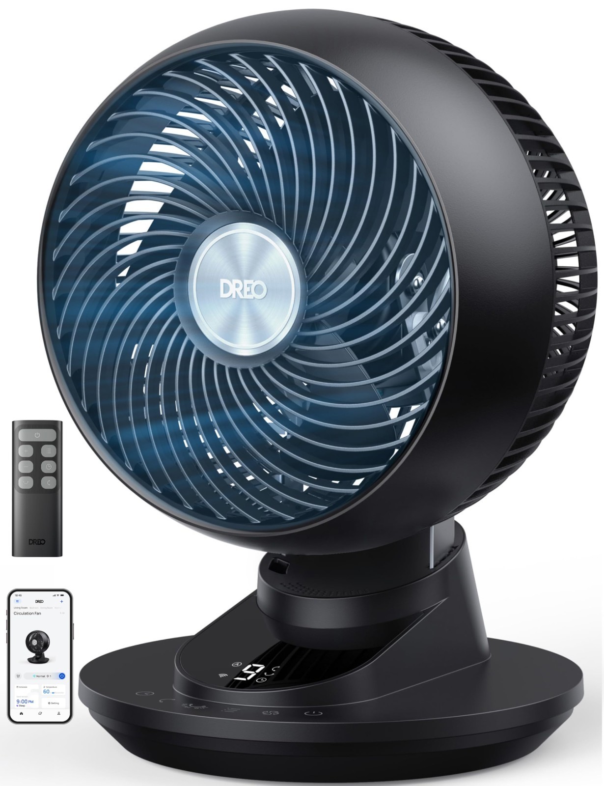 Powerful 12" Smart Desk Fan, 85 ft Airflow, Quiet 20dB, 9 Speeds, Oscillating, A gallery