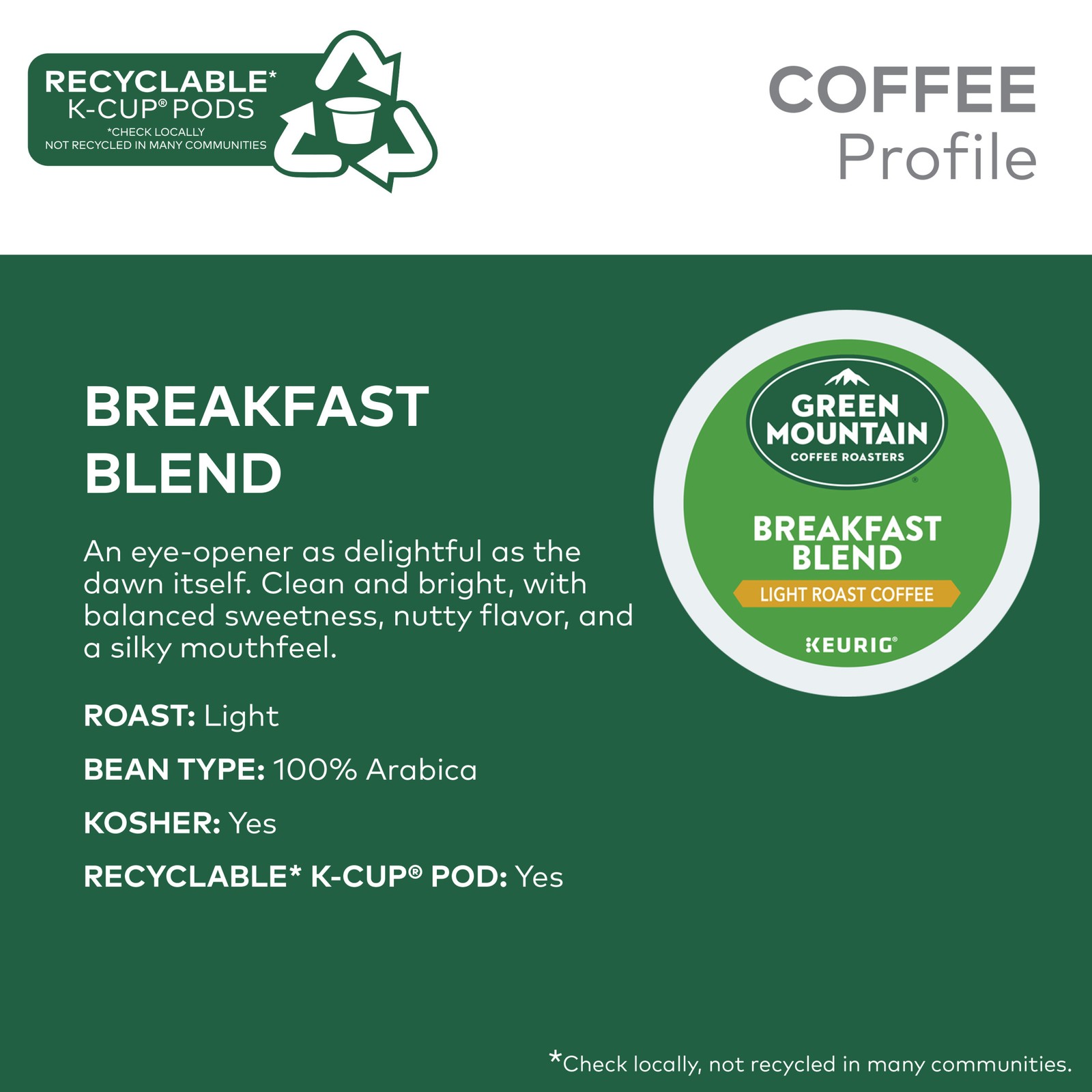 Green Mountain Coffee Breakfast Blend, Keurig K-Cup Pod, Light Roast, 24 Count gallery