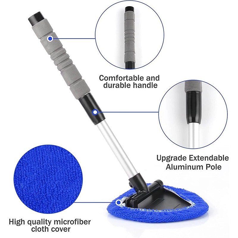 Auto Windshield Cleaning Tool Extendable Window Cleaner Brush Glass Wiper &4 Pad gallery